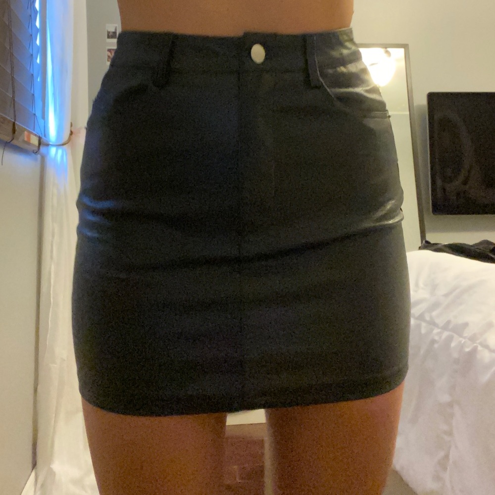 Princess Polly (Lioness) Black Leather Mini Skirt